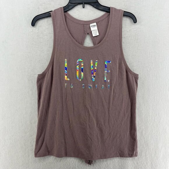 Victoria Sport Tank Top Women S Mauve Love to Sweat Iridescent Logo Keyhole Back - Picture 1 of 11